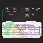 havit Keyboard Rainbow Backlit Wired Gaming Keyboard Mouse Combo, LED 104 Keys USB Ergonomic Wrist Rest Keyboard, 4800 DPI Mouse for PC Gamer (White)