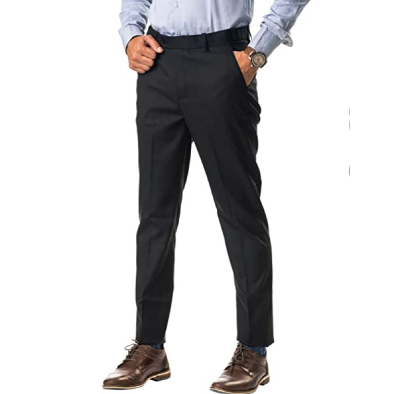 Jack and Jini Formal Brown Stretchable Pant with Expandable Waist for Men.