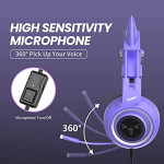 SOMIC Purple Stereo Gaming Headset with Mic for PS4, PS5, Xbox One, PC, Phone, Detachable Cat Ear 3.5MM Noise Reduction Headphones Computer gaming