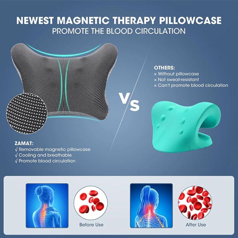 ZAMAT Neck and Shoulder Relaxer with Magnetic Therapy Pillowcase