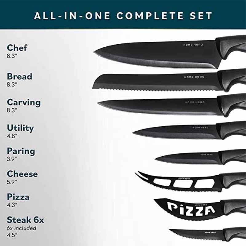 Home Hero Kitchen Knife Set - 17 piece Chef Knife Set with Stainless Steel Knives Set for Kitchen with Accessories