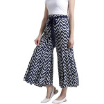 Azira Navy Zig-zag Printed Flared Palazzo